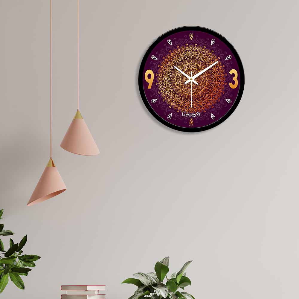Abstract Golden Mandala Pattern Designer Wall Clock