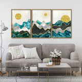 Abstract Mountains Luxurious Pattern Floating Canvas Wall Painting Set of Three