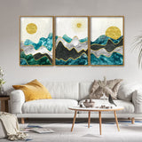  Mountains Luxurious Pattern Floating Canvas Wall Painting Set of Three