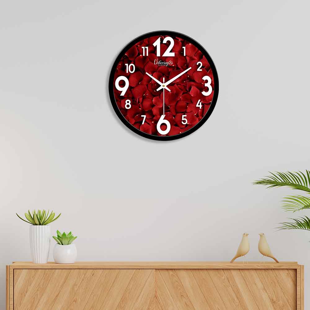 Abstract Red Leaf's Pattern Designer Wall Clock