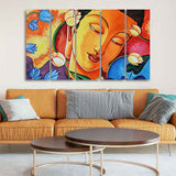 Abstract Wall Painting of Buddha Set of Five
