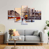Street View of London Five Pieces Canvas Wall Painting