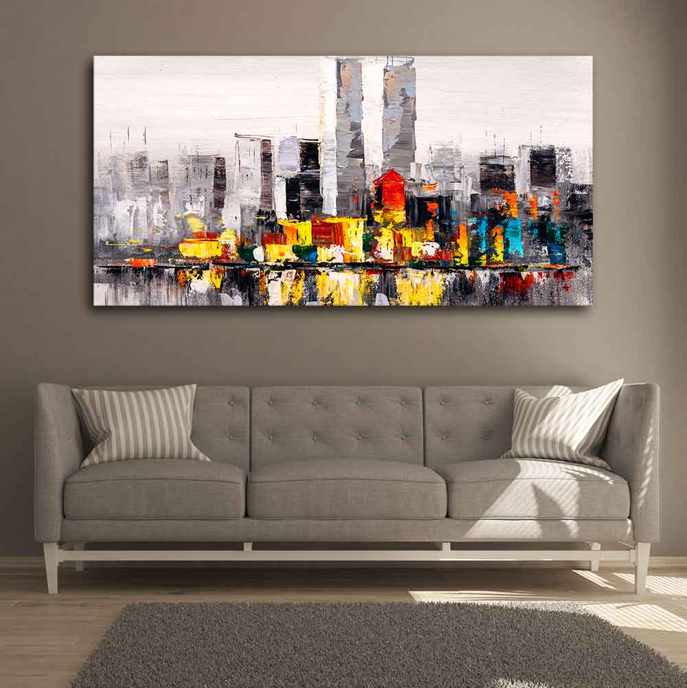 Abstract Wall Painting of A New York City Skyline