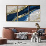 Wave Acrylic Premium Floating Canvas Wall Painting Set of Three