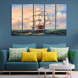 Amazing Sailing Ship Wall Painting of Five Pieces
