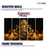 Auspicious Lord Ganesha Canvas Wall Painting of Five Pieces