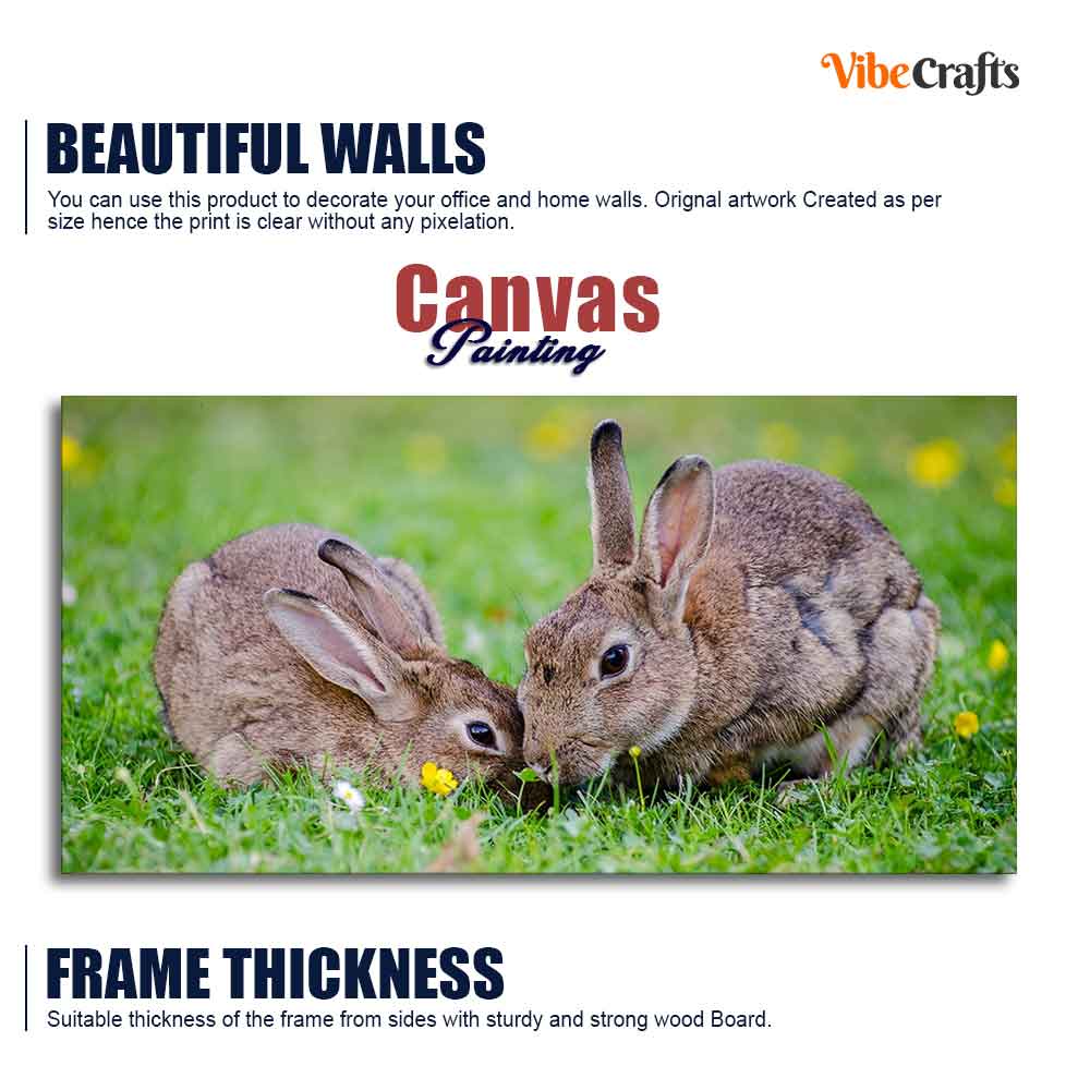 Baby Bunnies in Garden Canvas Wall Painting