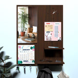Beautiful "7 In One" Wooden Wall Organiser with Mirror, Key Holder, Coat Hangers, Pin Board, Clock, Calendar
