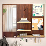 Beautiful (7 In One)' Wooden Wall Organiser with Mirror, Clock, Clipboard, Calendar and Hangers