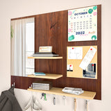 Beautiful (7 In One)' Wooden Wall with Mirror, Clock, Clipboard, Calendar and Hangers
