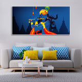 Beautiful Abstract Art of Lord Krishna Flute Canvas Wall Painting