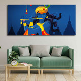 Beautiful Abstract Art of Lord Krishna Flute Large Canvas Wall Painting