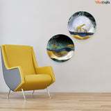 Beautiful Animals in Forest Premium Wall Hanging Plates of Two Pieces