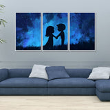 Beautiful Couple in Love Holding Hands Floating Canvas Wall Painting Set of Three