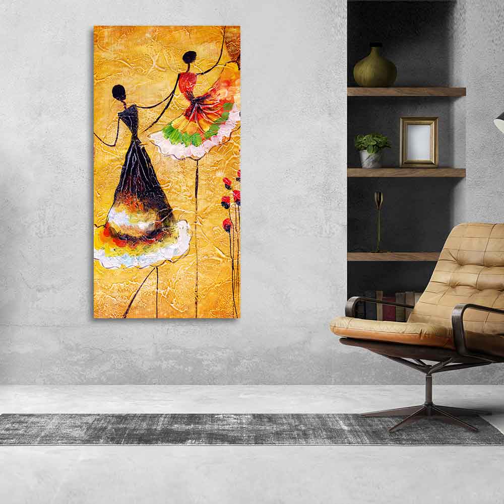 Beautiful Dancing Beauties Warli Art Wall Painting for Living Room