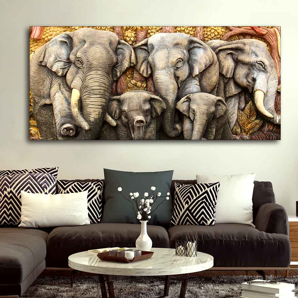 Beautiful Elephants Premium Wall Painting