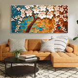  Tree Art with White Flower Premium Canvas Wall Painting
