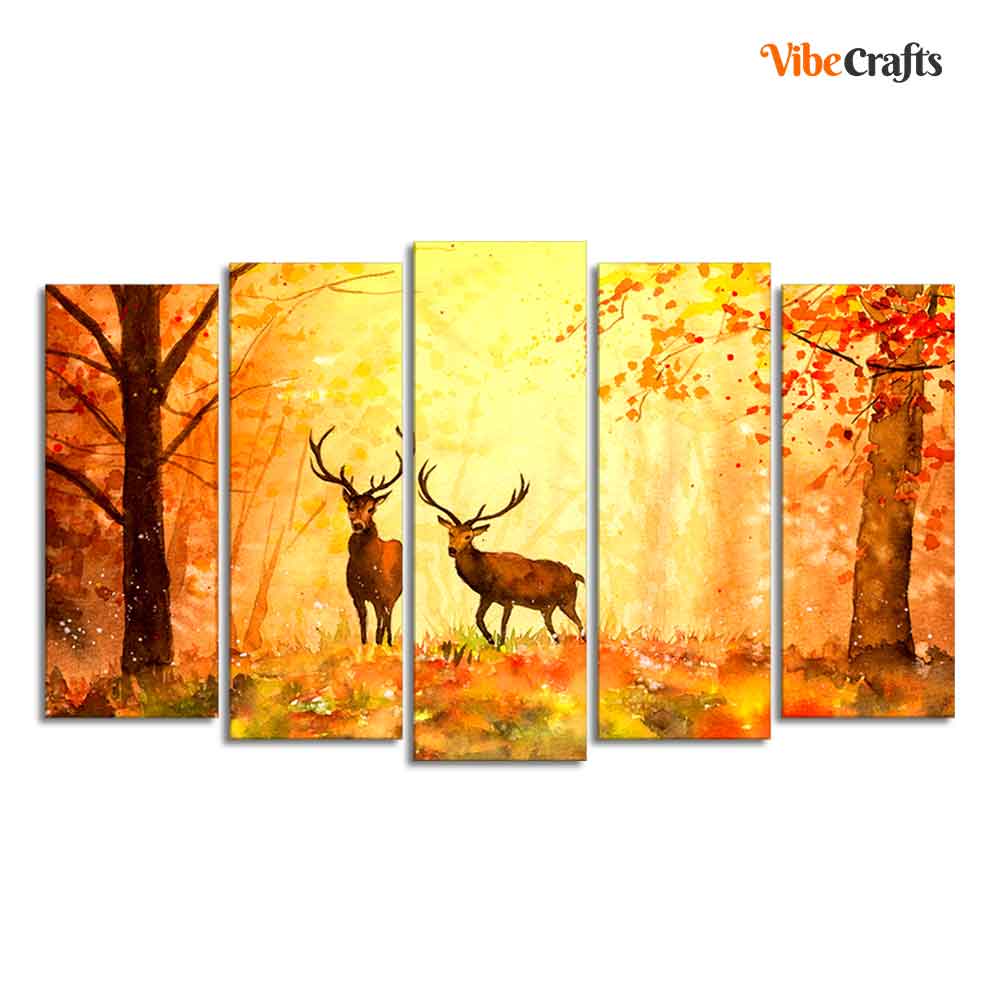 Forest Deer Canvas Wall Painting 