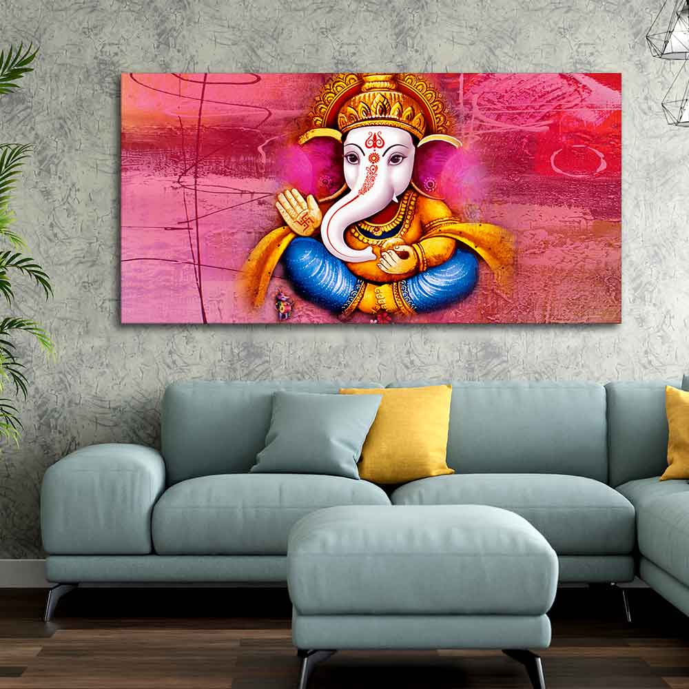 Beautiful Ganesha Abstract Art Canvas Wall Painting