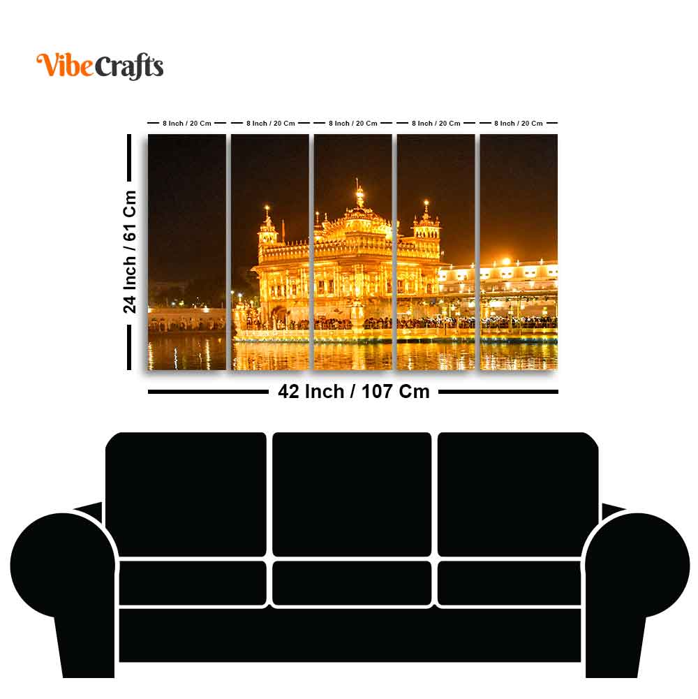 Golden Temple Wall Painting of Five Pieces
