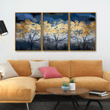 Tree Abstract Design Premium Floating Canvas Wall Painting Set of Three