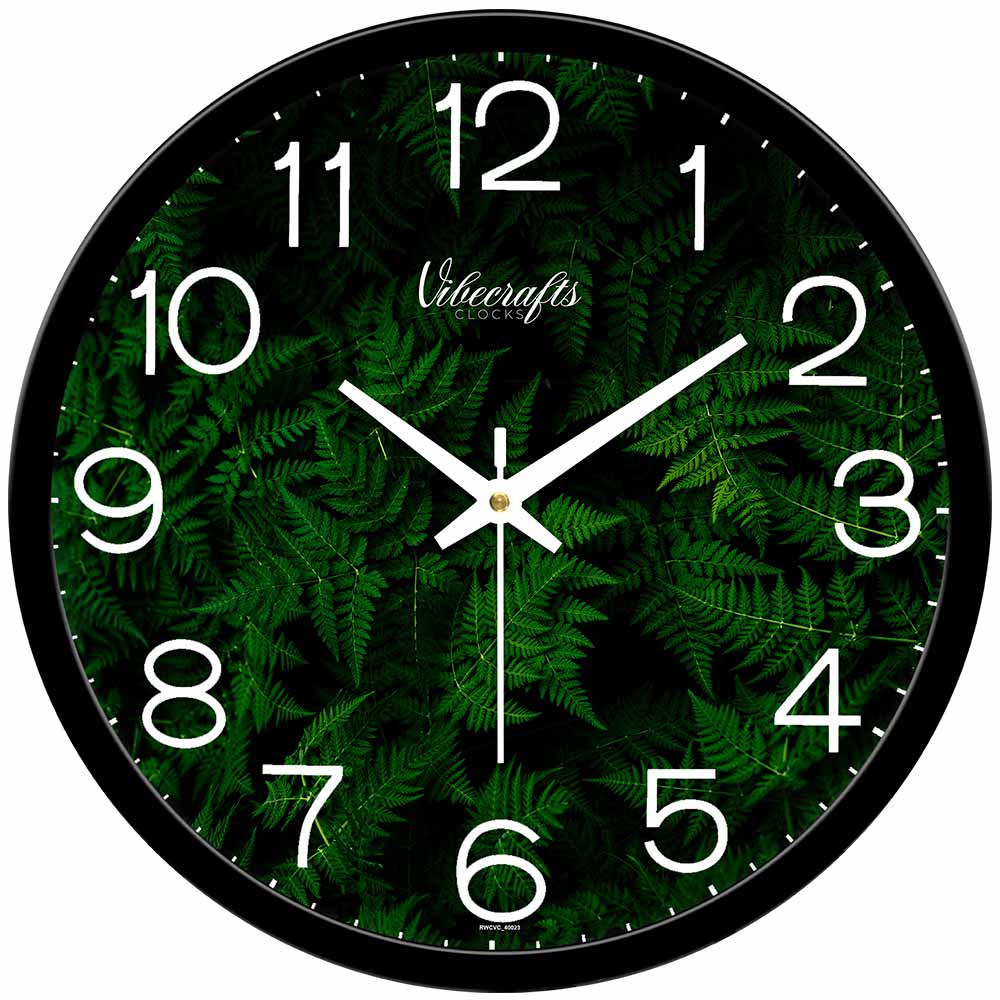 Green Leafs Designer Wall Clock