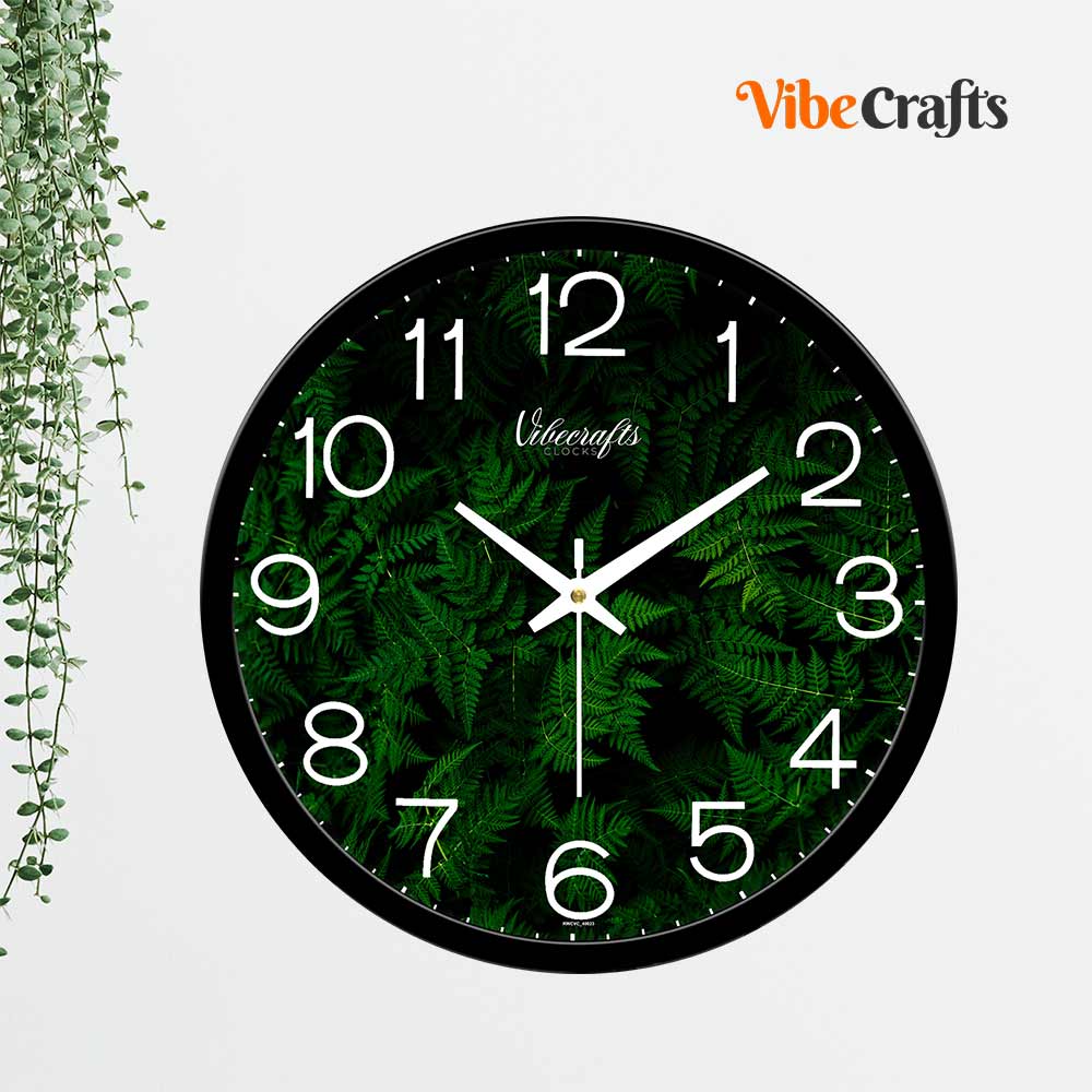Beautiful Green Leafs Designer Wall Clock