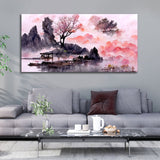 Beautiful Lake View Watercolor Art Canvas Wall Painting