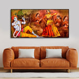 Beautiful Lord Krishna Sitting Under the Tree Premium Canvas Wall Painting