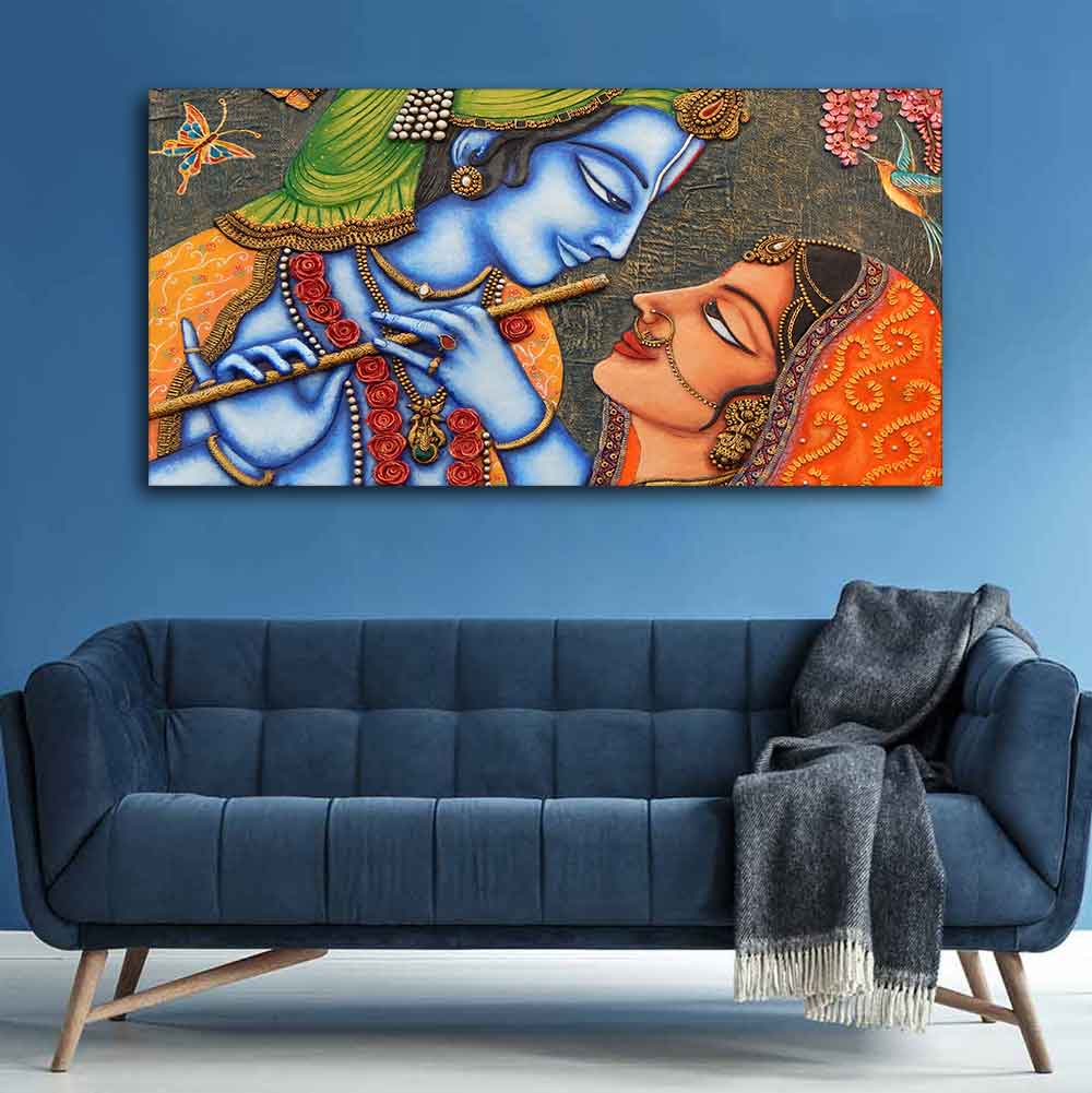 Beautiful Lord Radha Krishna Canvas Big Wall Painting Wall Art