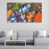 Radha Krishna Five Pieces Wall Painting