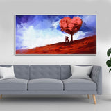  Love Tree of Hearts with Couple Canvas Wall Painting