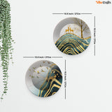 Beautiful Modern Art Scenery with Golden Deer Wall Hanging Plates of Two Pieces