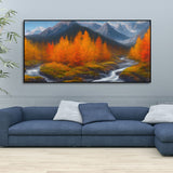 Beautiful Mountains with Autumn foliage of Trees Canvas Wall Painting