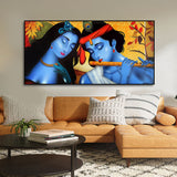 Beautiful Painting of Radha Krishna with Flute Canvas Wall Painting