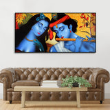 Painting of Radha Krishna with Flute Canvas Wall Painting