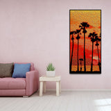 Palm Tree at Sunset Canvas Wall Painting