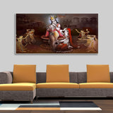 Beautiful Radha Krishna with Playing Flute Canvas Wall Painting