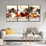 Beautiful Running Horses at Sunset Floating Canvas Wall Painting Set of 3