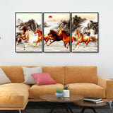  Horses at Sunset Floating Canvas Wall Painting Set of 3