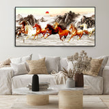 Beautiful Running Horses at Sunset Premium Canvas Wall Painting