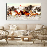 Horses at Sunset Premium Canvas Wall Painting