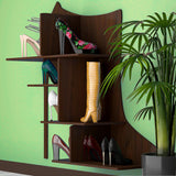 Sandal Shape Designer Wooden Wall Shelf /Women's Sandal And Shoe Shelf, Walnut Finish