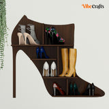  Designer Wooden Wall Shelf /Women's Sandal And Shoe Shelf, Walnut Finish