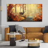 Beautiful Scenery Deer in Forest Canvas Big Wall Painting