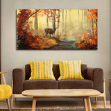 Scenery Deer in Forest Canvas Big Wall Painting