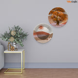 Beautiful Scenery of Mountain Landscape with Tree Hanging Plates of Two Pieces
