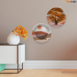 Beautiful Scenery of Mountain Landscape Hanging Plates of Two Pieces