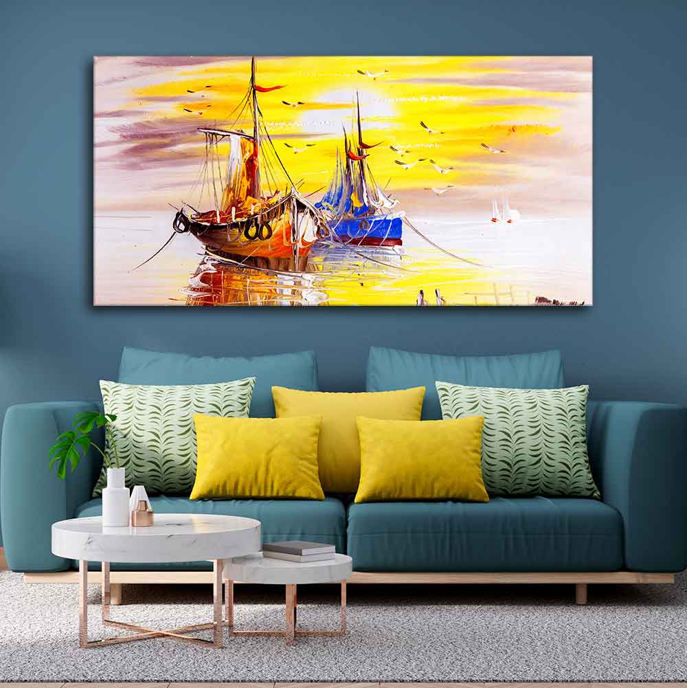 Beautiful Scenery of Sailing Ship on the Ocean Wall Painting