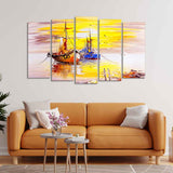 Beautiful Scenery of Sailing Ship on the Ocean Wall Painting Set of Five